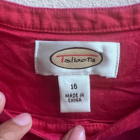 TALBOTS Red 100% Linen A-Line Sleeveless Boho Midi Dress Plus Size 16 - Picture 5 of 8